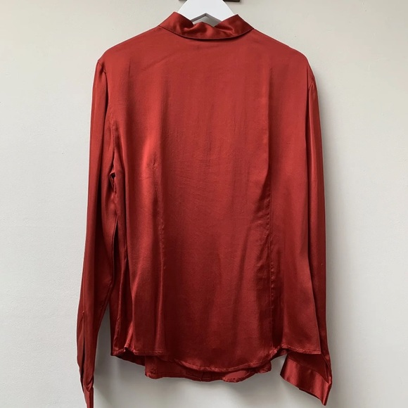 East satin silk blouse fits uk 12 rust - Picture 8 of 8